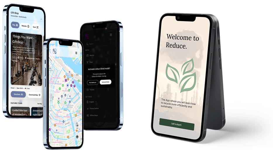 A mock up of 2 different apps, Reduce and Wander UAE